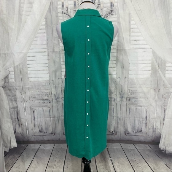 Jessica Howard Size 8 Petite 8P Solid Green Button Front Linen Mini Shirt Dress - Picture 10 of 13